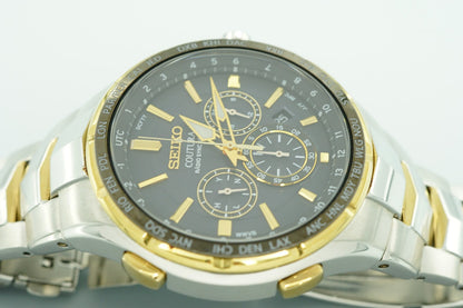 *NEAR MINT* SEIKO Coutura 8B92-0AL0 Solar Black Dial Round 44mm Mens Watch