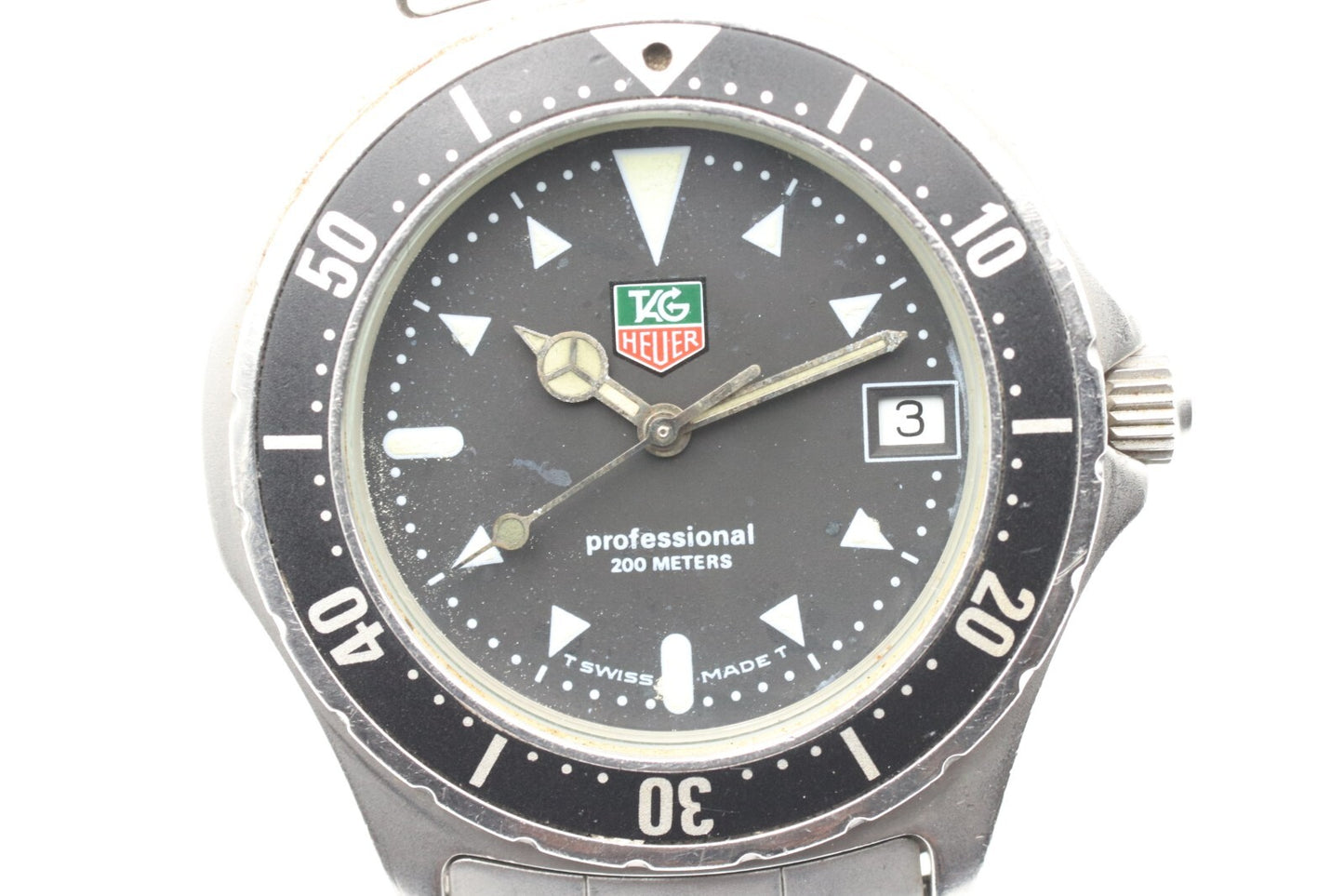 *Exc+5* Vintage TAG HEUER  Professional 2000 973.006 Qaurtz Black Mens Watch JP