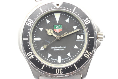 *Exc+5* Vintage TAG HEUER  Professional 2000 973.006 Qaurtz Black Mens Watch JP