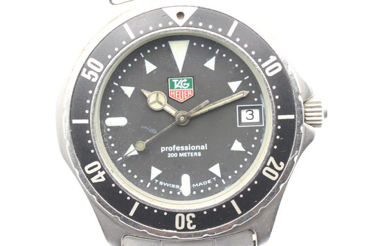 *Exc+5* Vintage TAG HEUER  Professional 2000 973.006 Qaurtz Black Mens Watch JP