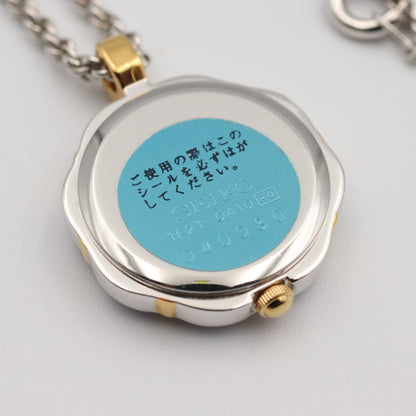 *Exc+5* Vintage SEIKO 1F21-0A10 Quartz White Dial Round 20mm Women Watch JAPAN