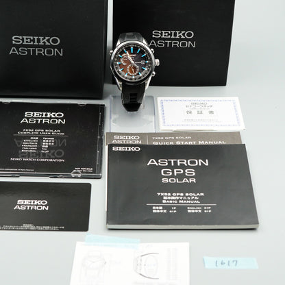 *N MINT Box & Paper* SEIKO ASTRON 7X52-0AB0 Solar Black Round 47mm Mens Watch