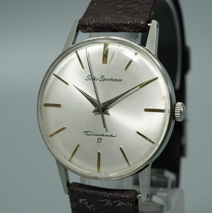 *Exc+5* Vintage1964 SEIKO Sportman J15005 Hand Winding Silver 35mm Mens Watch