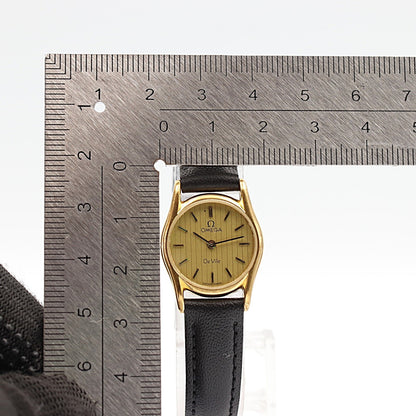 *NEAR MINT* Vintage 1983 OMEGA De Ville Cal.1387 Qz Gold Round 20mm Women Watch