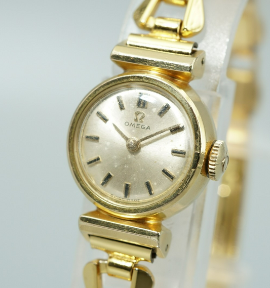 *Exc+5* Vintage 1963 OMEGA Cal.483 Hand Winding Silver Dial 16mm Women Watch