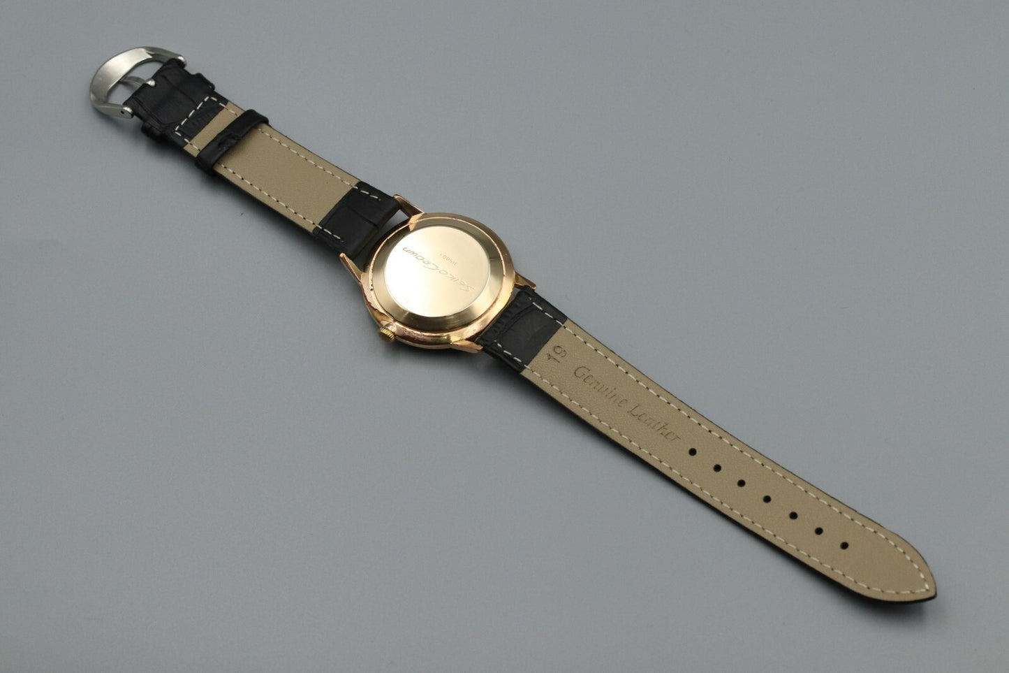 *Exc+5* Vintage SEIKO Crown J15003 Hand Winding Gold Dial 21J Round Mens Watch