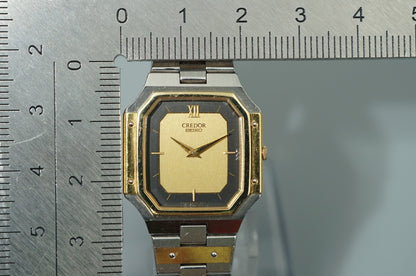 *Exc+5* Vintage SEIKO CREDOR 8420-5360 Quartz Gold Square 23mm Women Watch
