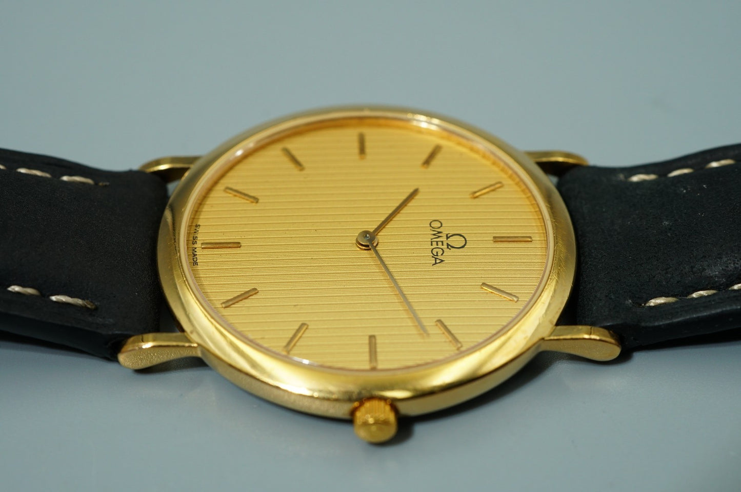 *Exc+5* Vintage OMEGA De Ville Ref.195.0075.2 Qz Gold Round 32mm Mens Watch