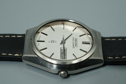 *NEAR MINT* Vintage 1977 SEIKO King Quartz 4823-8100 Silver 35mm Mens Watch