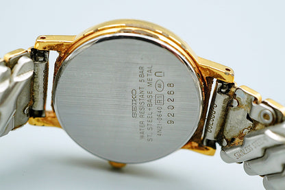 *Exc+5* Vintage 1999 SEIKO SPIRIT 4N21-0640 Quartz White Round 22mm Women Watch