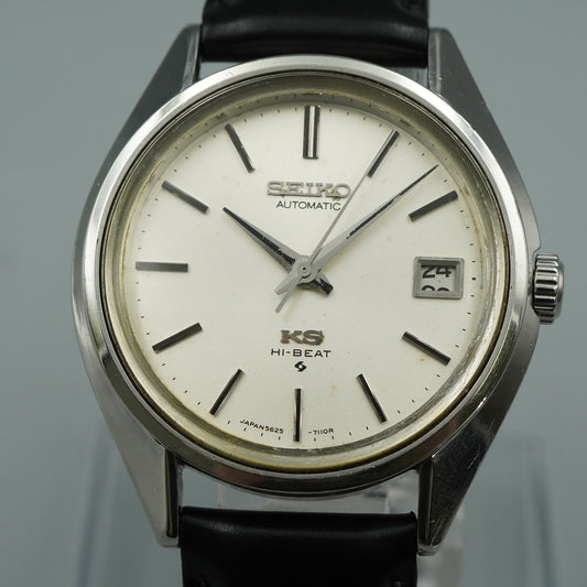 N MINT Vintage SEIKO Hi-Beat 5625-7113 Automatic Silver Round 36mm Mens Watch