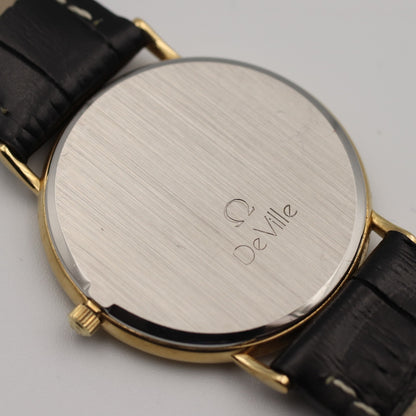 *NEAR MINT* Vintage OMEGA De Ville Cal.1378 Qz Gold Dial Round 32mm Mens Watch