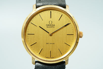 Exc+5  Vintage 1970s OMEGA De Ville Cal.1330 Ref.191 Qz Gold 34mm Mens Watch