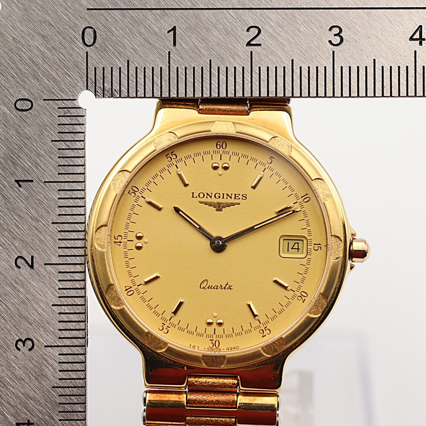 *NEAR MINT* Vintage 1990s LONGINES Conquest L161 Qz Gold Round 32mm Mens Watch