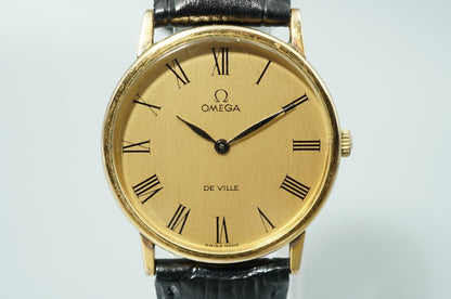 N MINT Vintage 1981 OMEGA De Ville Cal.625 Hand Wind Gold Round 32mm Mens Watch
