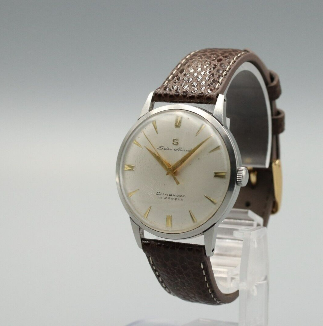 *Exc+4* "Vintage 1966" SEIKO Marvel 14025 Quartz White Dial Round Mens Watch