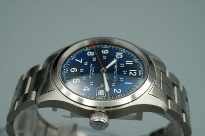*TOP MINT* HAMILTON KHAKI H704551 Automatic Blue Dial Round 38mm Mens Watch