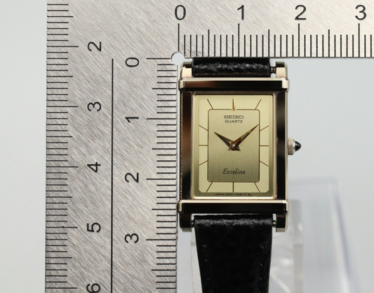 *MINT* Vintage SEIKO Exceline 2E20-5190 Quartz Gold Dial Tank Women Watch