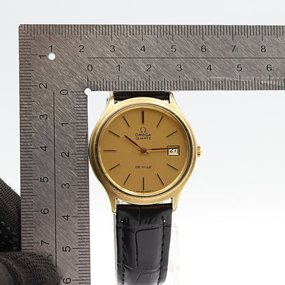 *NEAR MINT* Vintage 1980 OMEGA De Ville Cal.1325 Qz Gold Round 35mm Mens Watch