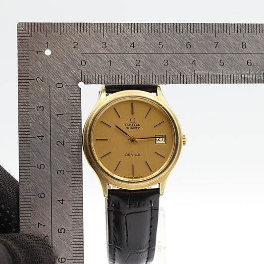 *NEAR MINT* Vintage 1980 OMEGA De Ville Cal.1325 Qz Gold Round 35mm Mens Watch