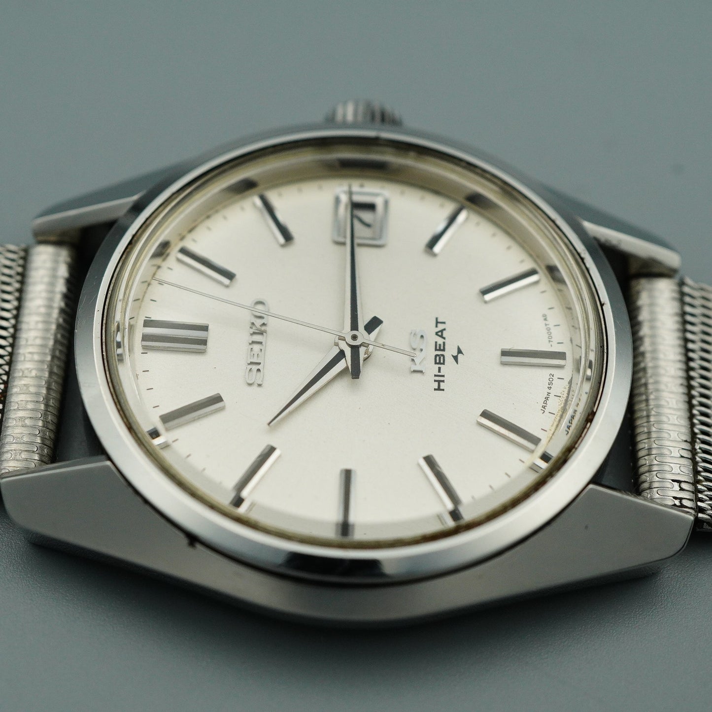 *N MINT* Serviced Vintage SEIKO KS HI-BEAT 4502-7000 AT Silver 36mm Mens Watch