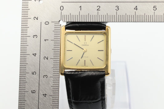 N MINT* Vintage OMEGA De Ville Cal.625 Hand Winding Gold Dial Square Women Watch