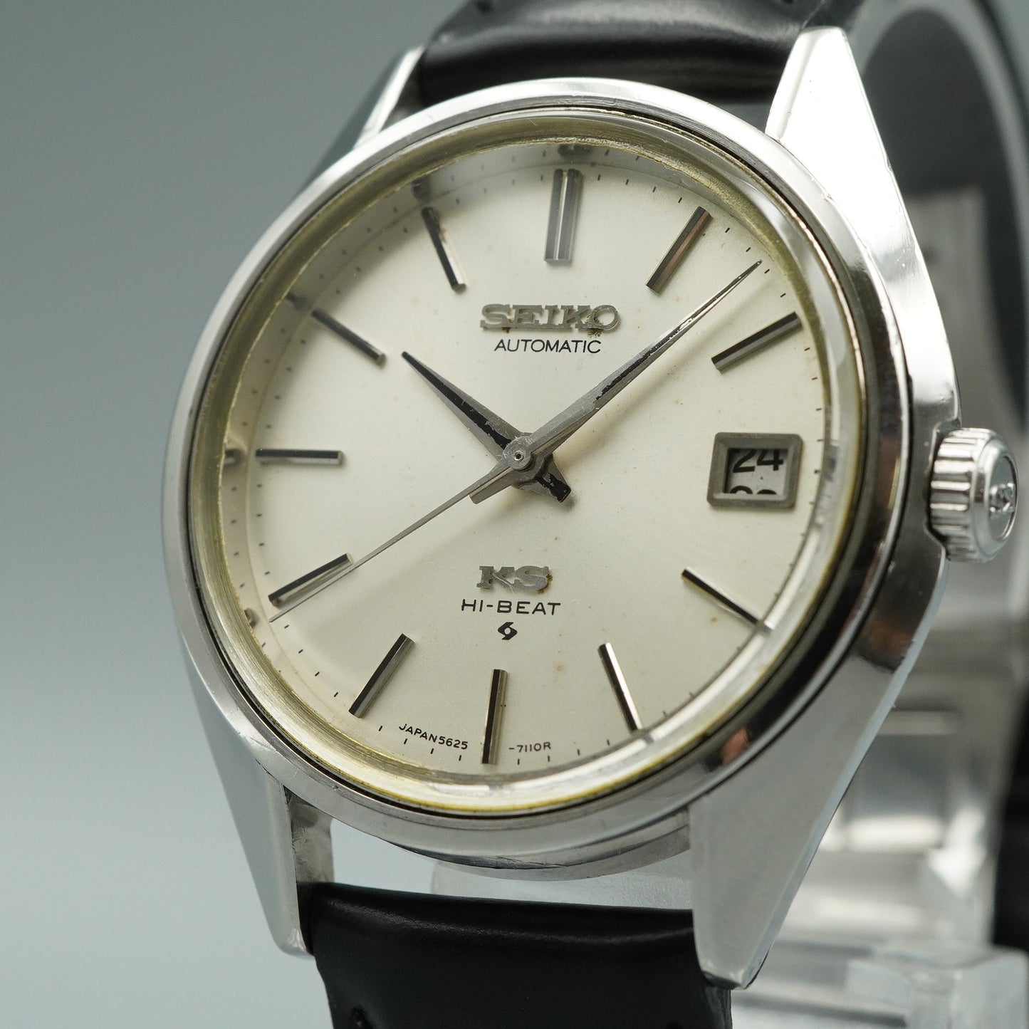 N MINT Vintage SEIKO Hi-Beat 5625-7113 Automatic Silver Round 36mm Mens Watch