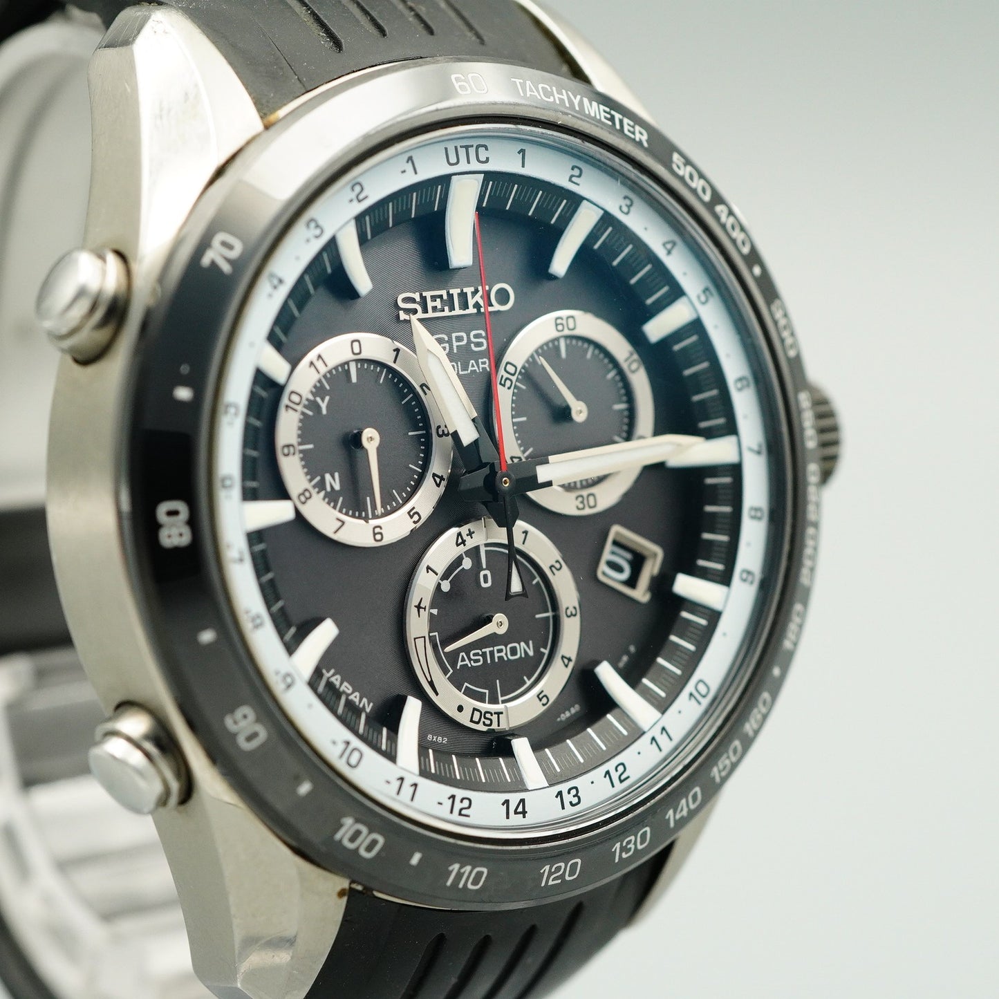 *Exc+5 in Box* SEIKO ASTRON  8X82-0AC0 Solar Black Dial Round 45 mm Mens Watch