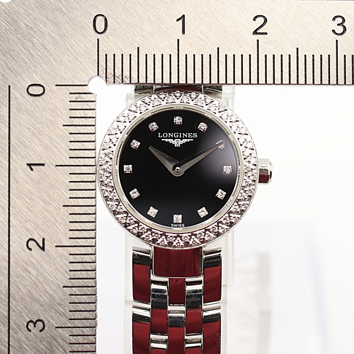 Vintage LONGINES Dolce vita L5.174.0 Quartz Diamond Bezel Black 20mm Women Watch