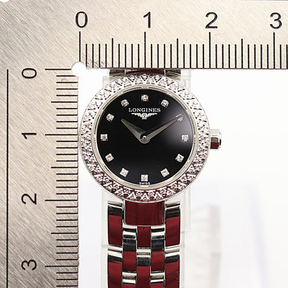 Vintage LONGINES Dolce vita L5.174.0 Quartz Diamond Bezel Black 20mm Women Watch