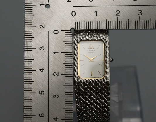*N MINT* Vintage SEIKO CREDOR 2F70-5341 Quartz White Dial Rectangle Women Watch