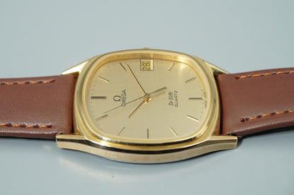 *NEAR MINT* Vintage 1979 OMEGA De Ville Cal.1332 Qz Gold Square 32mm Mens Watch