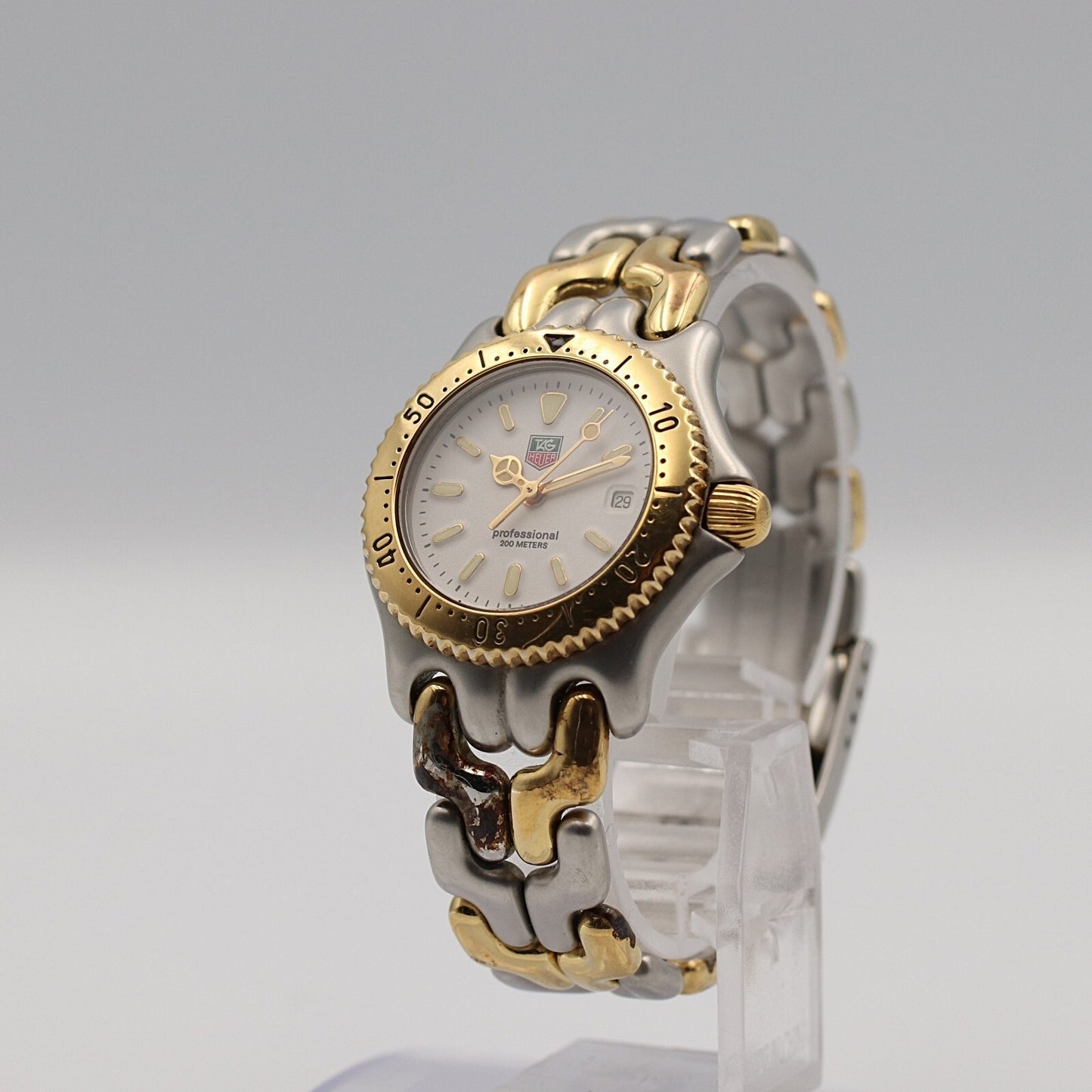 *Exc+5* Vintage 1990s TAG HEUER Professional S95.815 Qz White 29mm Women Watch