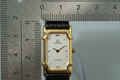 Vintage 1998 OMEGA De Ville Cal.1455  Qz White Dial Rectangle 16mm Women Watch