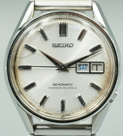 *Exc+4* Vintage 1967 SEIKO SEIKOMATIC 6216-9000 Automatic Silver 37mm Mens Watch
