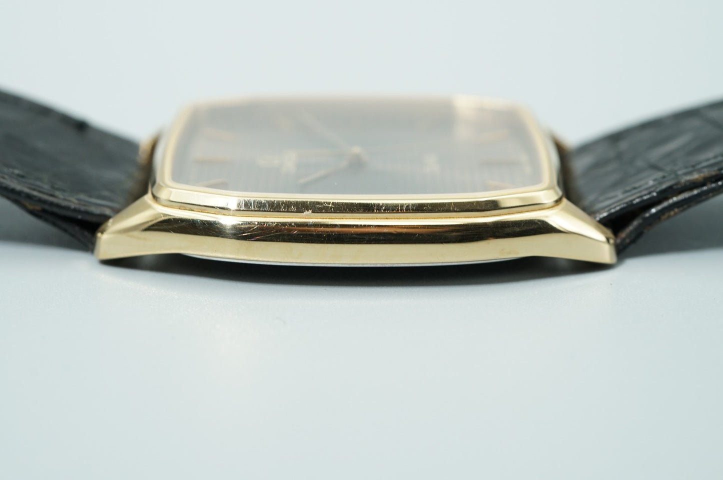 *NEAR MINT* Vintage 1982 OMEGA De Ville Cal.1417 Qz Black Square 30mm Mens Watch