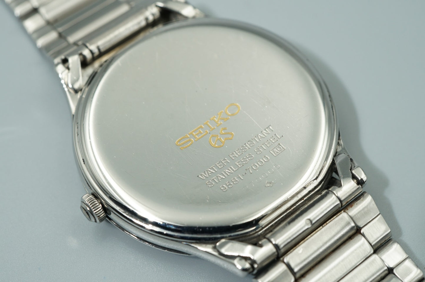 *NEAR MINT* Vintage 1992 SEIKO Grand 9581-7000 Qz Silver Round 33mm Mens Watch