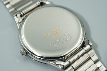 *NEAR MINT* Vintage 1992 SEIKO Grand 9581-7000 Qz Silver Round 33mm Mens Watch