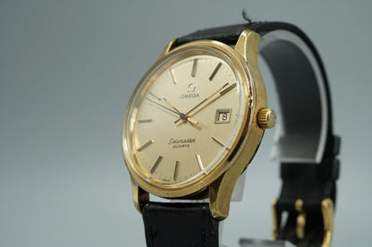 *Exc+5* Vintage 1976 OMEGA Seamaster Cal.1342 Quartz Gold Round 36mm Mens Watch