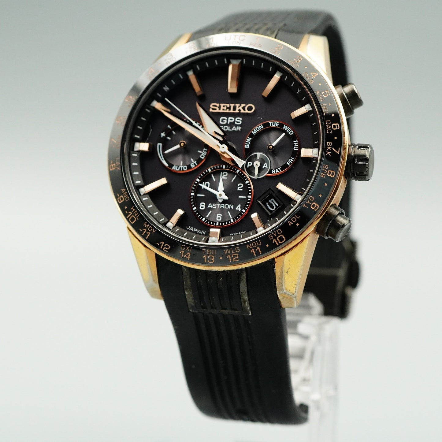 *Exc+5 Box & Paper* SEIKO ASTRON 5X53-0AB0 Solar Black Dial 43mm Mens Watch