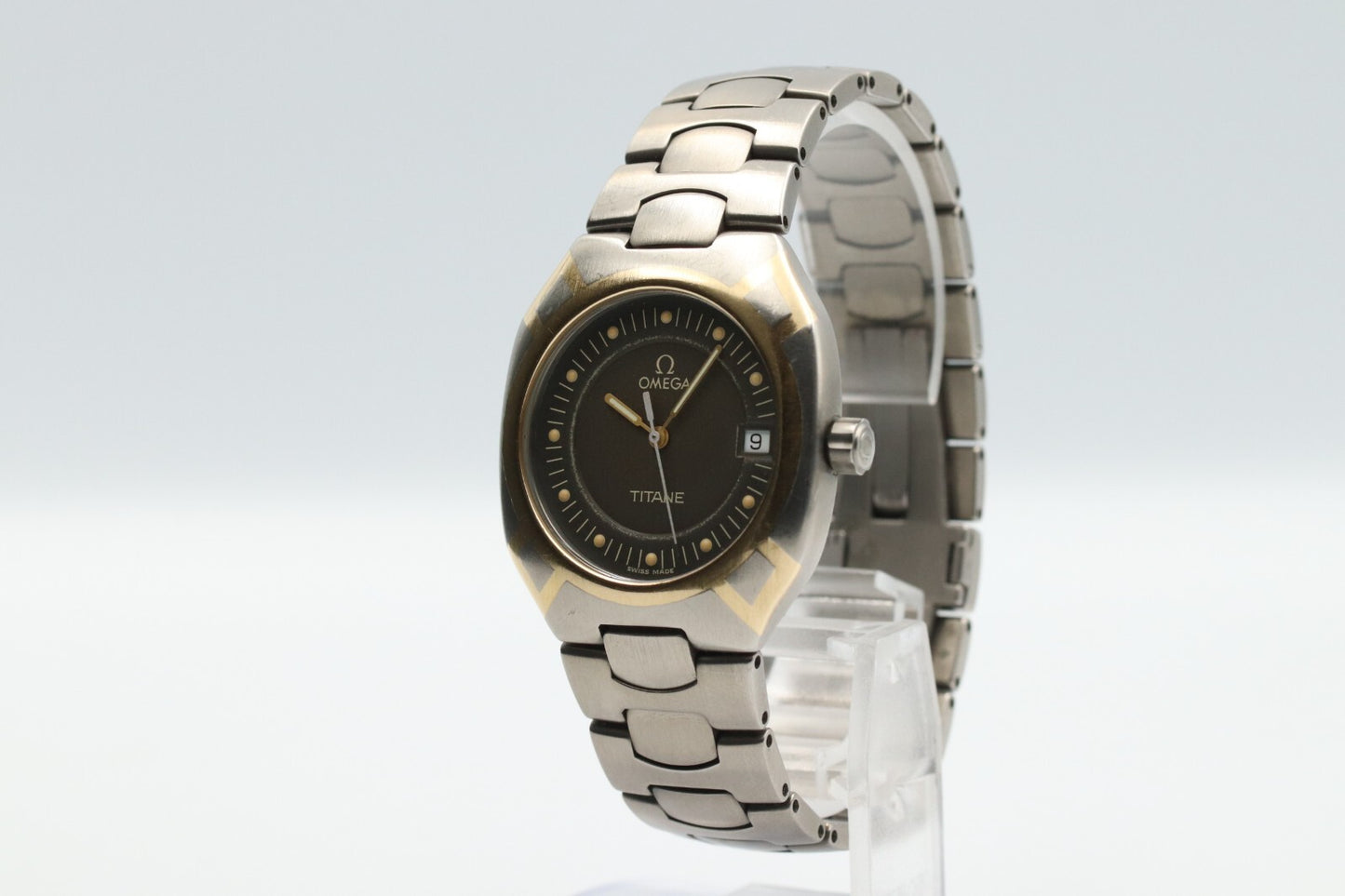*N MINT* OMEGA Seamaster Polaris 120m TITANE Cal.1438 Qz Black Dial Mens Watch