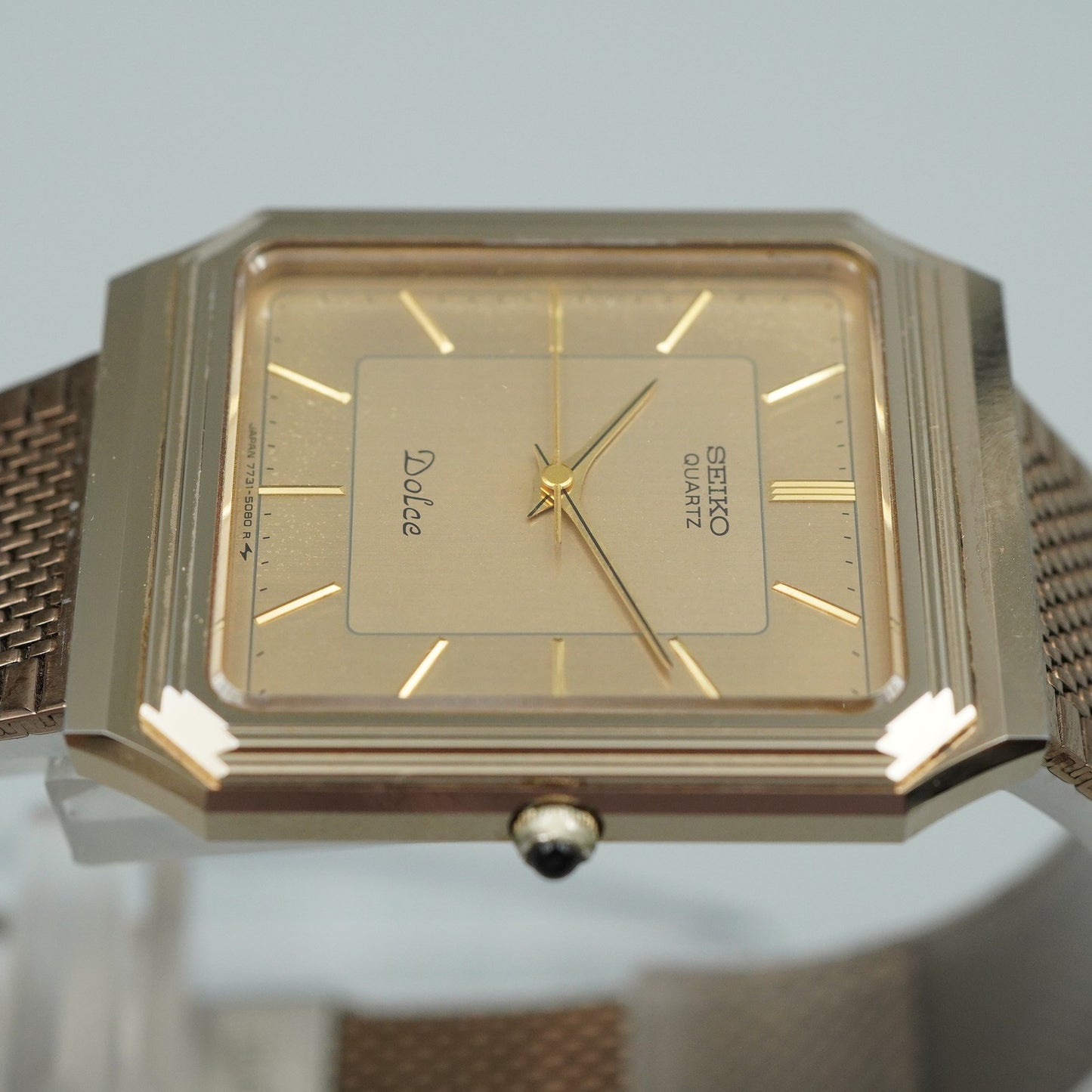 *N MINT* Vintage 1980s SEIKO Dolce 7731-5081 Quartz Gold Square 29mm Women Watch