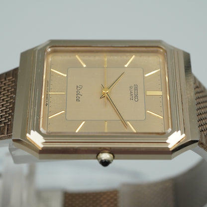 *N MINT* Vintage 1980s SEIKO Dolce 7731-5081 Quartz Gold Square 29mm Women Watch