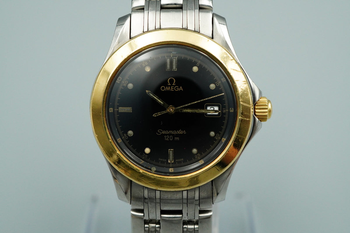 *Exc+5* Vintage 1990s OMEGA Seamaster Cal.1438 196.1501 Qz Black 36mm Mens Watch