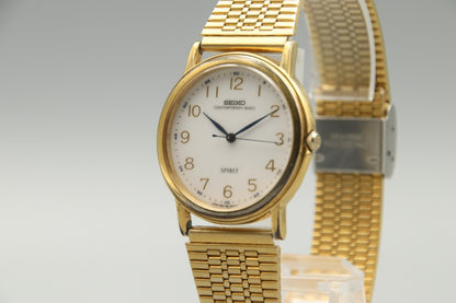 Exc+5 Vintage SEIKO Spirt 5S21-6000 Sweeping Second Hand Mens Quartz Watch JP