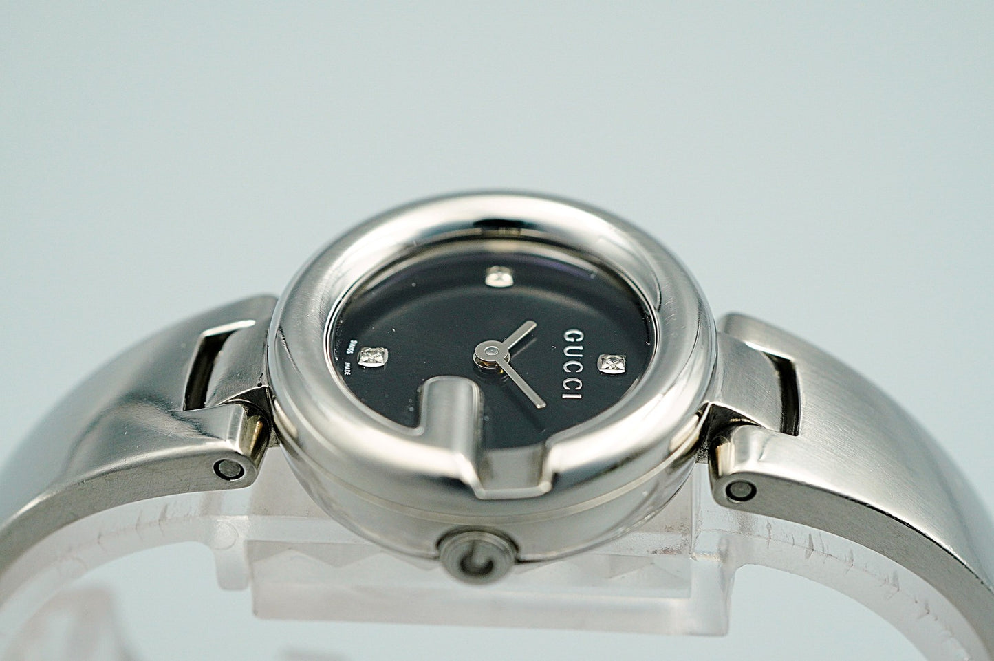 *NEAR MINT* Gucci 3P Diamond 134.5 Quartz Black Round 27mm Women Watch