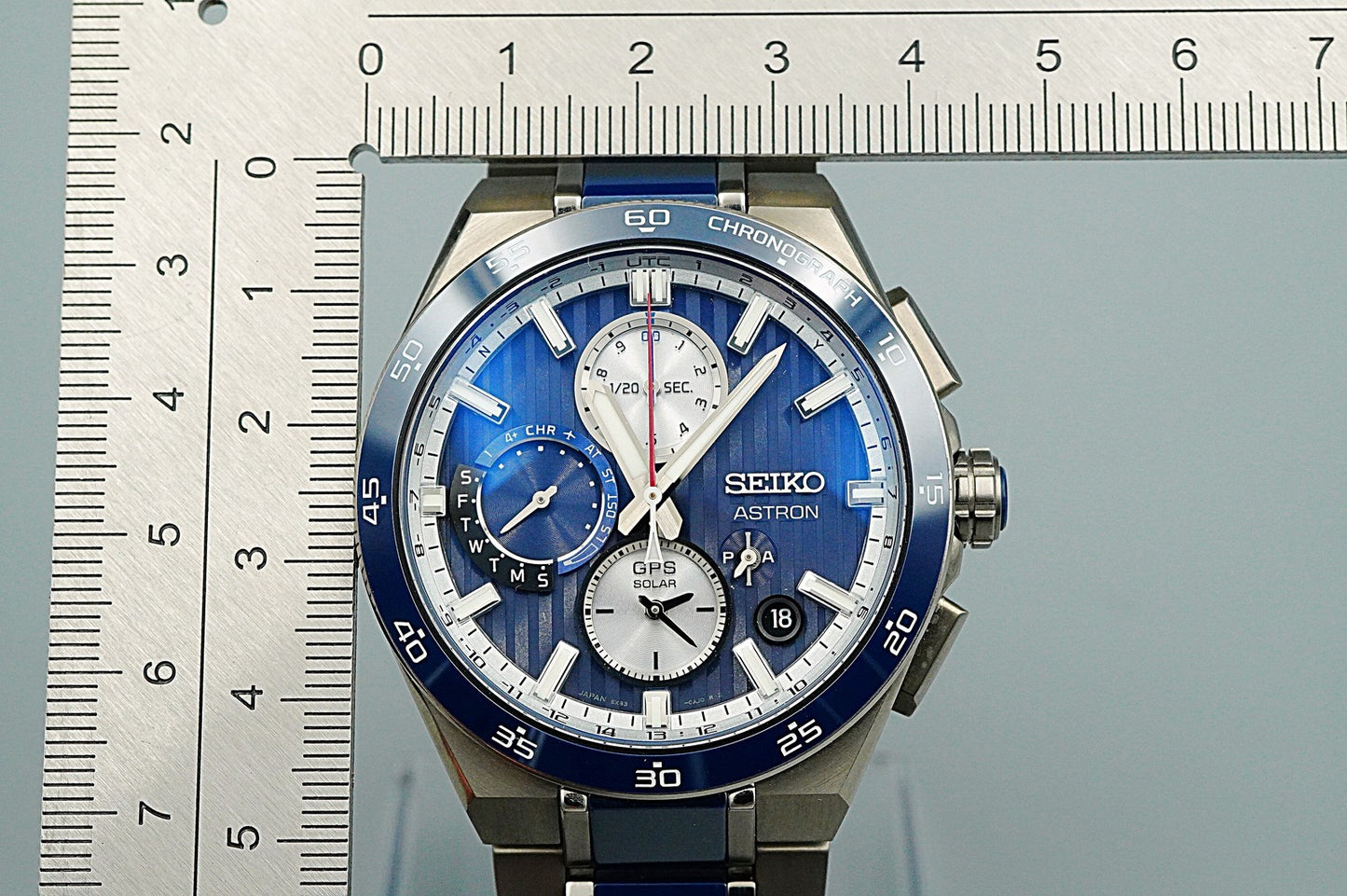 *TOP MINT* SEIKO Astron 5X83-0AA0-1 Solar Blue Round 43mm Mens Watch