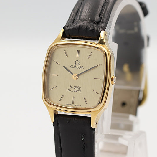 *NEAR MINT* Vintage 1978 OMEGA De Ville Cal.1350 Qz Gold Square 21mm Women Watch