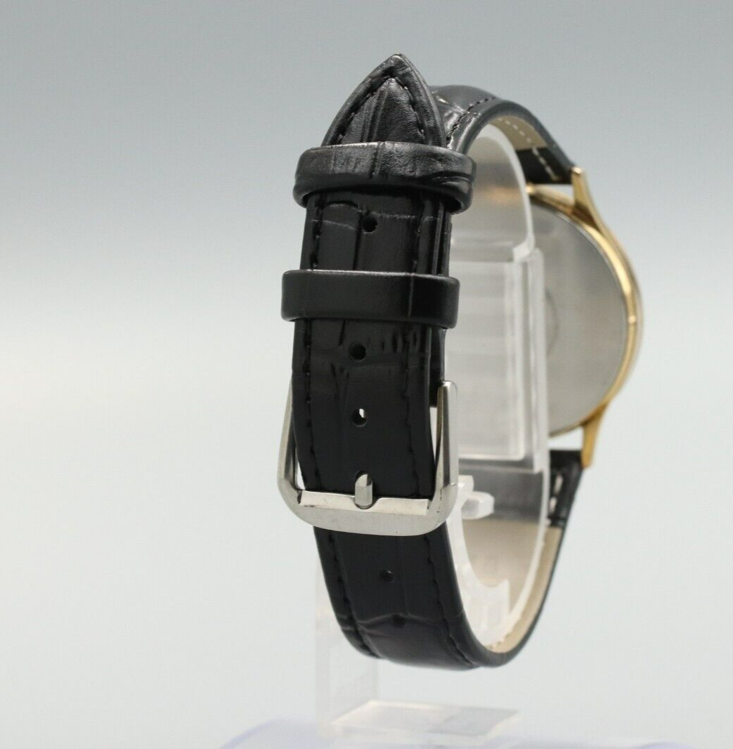 *Exc+5* Vintage OMEGA De Ville Cal.1332 Quartz Gold Dial Date Round Mens Watch