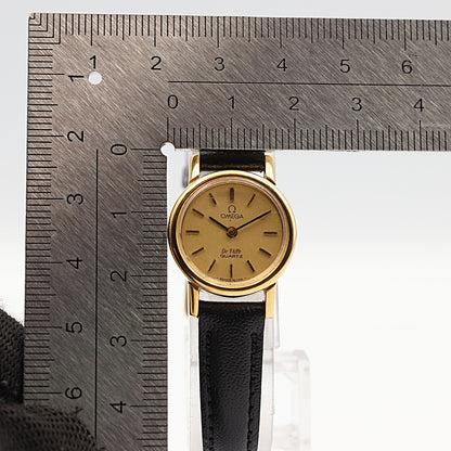 *NEAR MINT* Vintage 1979 OMEGA De Ville Cal.1350 Qz Gold Round 21mm Women Watch